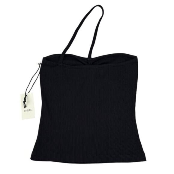 Agolde Lola Gathered Front Ruched Bodice Ribbed Tank In Black Small - Picture 7 of 8